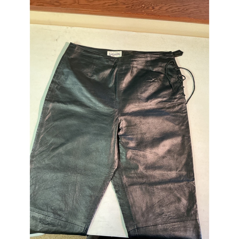 Bagatelle Womens Black Genuine Leather Lace Up Side Pants Size 12 High Rise